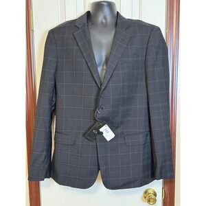 Armani Exchange Men's Blazer Dark Grey Plaid Suit Jacket Size 42L